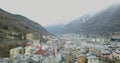 View from the top of the mountain town of Andora la Vela, Catalonia, mountain river