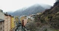 View from the top of the mountain town of Andora la Vela, Catalonia, mountain river