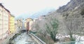 View from the top of the mountain town of Andora la Vela, Catalonia, mountain river