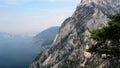 View from top mountain Traunstein in Austria Alps landscape to traunsee