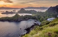 View at top of `Padar Island` in sunset from Komodo Island, Komodo National Park, Labuan Bajo, Flor Royalty Free Stock Photo