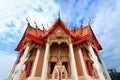 A view from the top of the pagoda, golden buddha statue with rice fields and mountain, Wat Tham Sua (Tiger Cave Temple), Tha Royalty Free Stock Photo