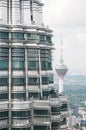 A view of top of Petronas Twin Towers in Kuala Lumpur, Malaysia. Royalty Free Stock Photo