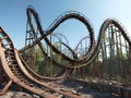 a view from a top of a roller coaster in the abandoned fun park Royalty Free Stock Photo