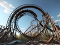 a view from a top of a roller coaster in the abandoned fun park Royalty Free Stock Photo