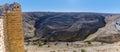 A view from the top of the ruins of the crusader castle over the surrounding countryside in Shobak, Jordan Royalty Free Stock Photo