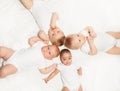 View from top of several sweet babies on white Royalty Free Stock Photo