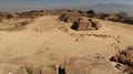 View from the top of the South Platform on the Plaza Central Main Square Central Plaza on the Archaeological Site of Monte Alban, Royalty Free Stock Photo