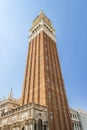 View of the top of the St Marks Campanile in Venice, Italy Royalty Free Stock Photo