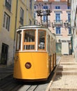 View from the top station of the bica elevator ascensor da bica in lisbon, portugal Royalty Free Stock Photo