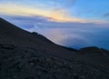 View from the top of the Stromboli volcano in the Aeolian islands, Sicily, Italy Royalty Free Stock Photo