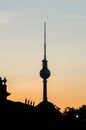 View for the top of television Tower & x28;Fernsehturm& x29; in Berlin at Royalty Free Stock Photo