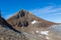 Top of Uri Rotstock mountain in Swiss alps, blue sky