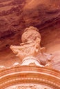 View of the top of urn of Al Khazneh in Petra Jordan