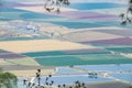 View from the top of a valley with colorful fields and lakes Royalty Free Stock Photo