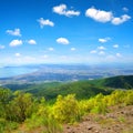 View from the top of the Vesuvius volcano on the city of Naples.