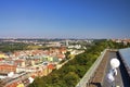 View from the top of the Vitkov Memorial on the Prague landscape and the memorials roof Royalty Free Stock Photo