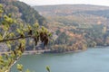 View from top of west bluff at Devil`s Lake in autumn Royalty Free Stock Photo