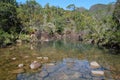 View at top of Zoe Falls on Hinchinbrook Island Royalty Free Stock Photo