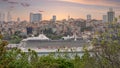 View from Topkapi palace of Bosphorus with MARINA cruise ship docked at Galataport cruise terminal, Istanbul, Turkey