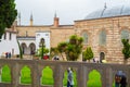 View of Topkapi Palace courtyard on rainy spring day Istanbul Turkey Royalty Free Stock Photo