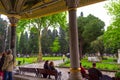 View of Topkapi Palace courtyard on rainy spring day Istanbul Turkey Royalty Free Stock Photo