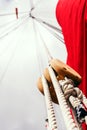 View of the Topmast and shroud on a tall ship. Royalty Free Stock Photo