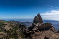 View of the tops of mountain ridges hills and rocks lining the landscape into the distance rises the ridges in the Canary Island