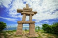 view of Toronto down town area outdoor park with natural landscape view and stunning inuksuk sculpture