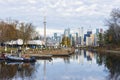 Toronto downtown skyline from Centre Island\'s dock, Ontario, Canada Royalty Free Stock Photo