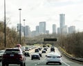 Toronto skyline from Ontario Highway 401, Toronto, Canada Royalty Free Stock Photo