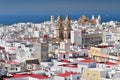 View from Torre Tavira tower to Cadiz Cathedral, also New Cathedral, Costa de la Luz, Andalusia, Spain