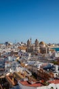 View from Torre Tavira tower to Cadiz Cathedral, Spain
