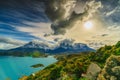 View of Torres Mountains in the Torres del Peine National Park during sunrise. Autumn in Patagonia, the Chilean side Royalty Free Stock Photo