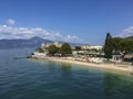 View of Torri del Benaco with Scaliger Castle on Lake Garda Royalty Free Stock Photo