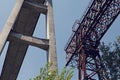 Bridge iron and concrete bottom view Royalty Free Stock Photo