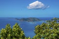 A view from Tortola northward towards Sandy Cay and Jost Van Dyke island Royalty Free Stock Photo