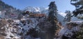 View of Tosh village under snow, himachal Pradesh