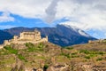 View of Tourbillon Castle and Valere Basilica in Sion, Switzerland Royalty Free Stock Photo