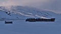 View of tourist accommodation Fosshotel Glacier Lagoon, operated by company Islandshotel, in winter. Royalty Free Stock Photo