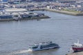 View of a tourist boat sailing in Rotterdam Royalty Free Stock Photo