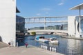 View of a tourist boat on the Spree River close to the Bundeskanzleramt of Germany in Berlin.