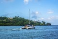 A view of tourist boats heading out to sea from Castries, St Lucia in the morning Royalty Free Stock Photo