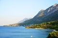 View from tourist resort Gradac on Adriatic coast with village Brist and Podaca. Croatia.