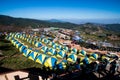 View of tourist tent camping on the range mountain in vacation . relax traveller landmark place near cliff edge at Phetchabun Thai