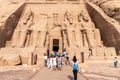 Tourists visiting Abu Simbel, the Great Temple of Ramesses II, Egypt Royalty Free Stock Photo