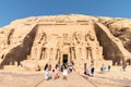 Tourists visiting Abu Simbel, the Great Temple of Ramesses II, Egypt Royalty Free Stock Photo