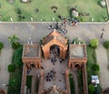 View of tourists visiting the Nan Myint viewing tower in Bagan