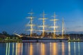 View toward the four-masted sailing ship Passat in TravemÃÂ¼nde Royalty Free Stock Photo