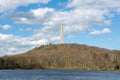 View toward the High Point Monument across Lake Marcia in New Jersey, USA